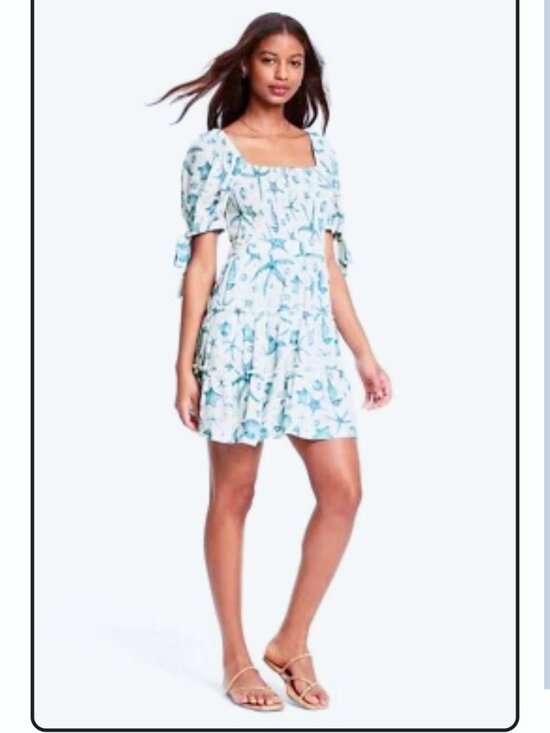 Agua Bendita Dresses & Skirts - Agua Bendita x Target  Deep Sea Print Puff Sleeve Mini Dress Size M
